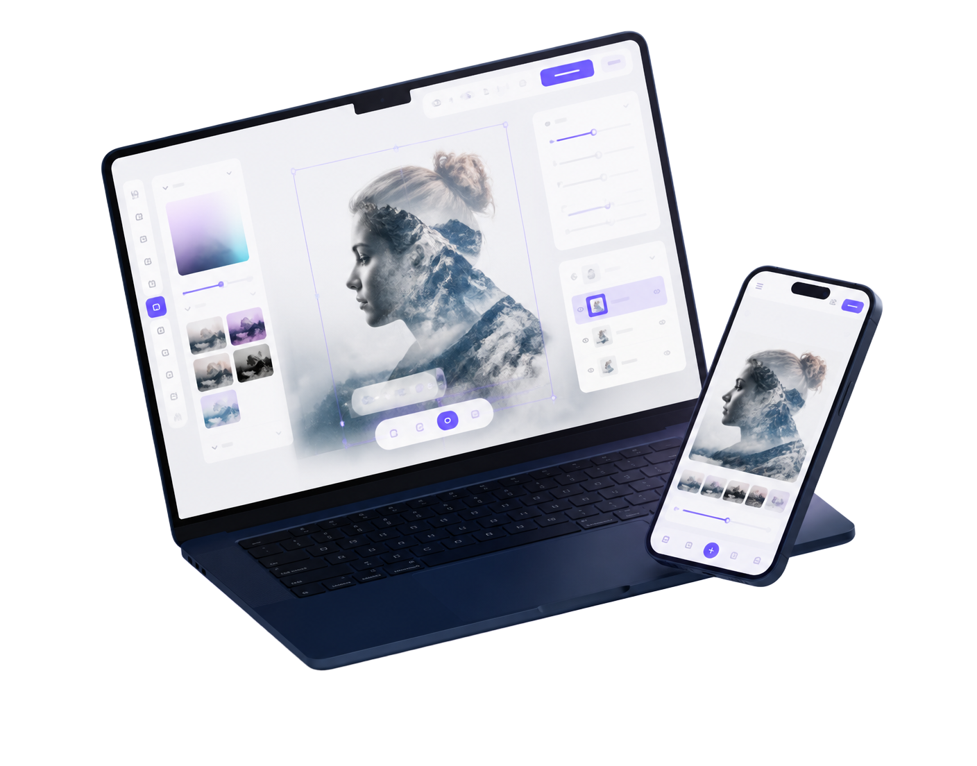 Overlayoo Designer auf Laptop und Smartphone